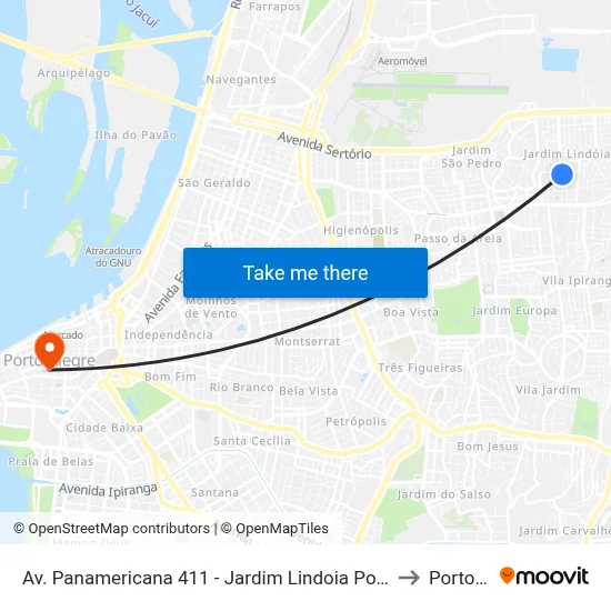Av. Panamericana 411 - Jardim Lindoia Porto Alegre - Rs 91050-001 Brasil to Porto Alegre map