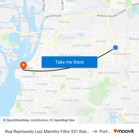 Rua Raymundo Luiz Marinho Filho 531 Rubem Berta Porto Alegre - Rs 91180-205 Brasil to Porto Alegre map