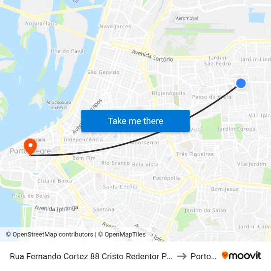 Rua Fernando Cortez 88 Cristo Redentor Porto Alegre - Rs 91350-270 Brasil to Porto Alegre map