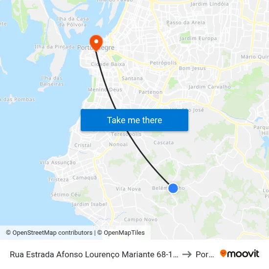 Rua Estrada Afonso Lourenço Mariante 68-134 - Lomba Do Pinheiro Porto Alegre - Rs 91787-260 Brasil to Porto Alegre map