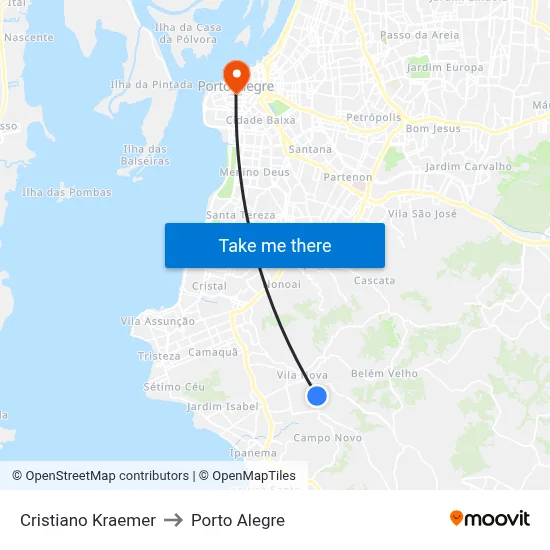 Cristiano Kraemer to Porto Alegre map