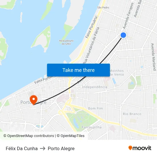 Félix Da Cunha to Porto Alegre map