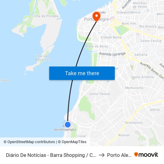 Diário De Notícias - Barra Shopping / Catamarã to Porto Alegre map