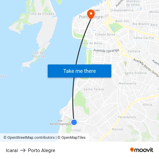Icaraí to Porto Alegre map