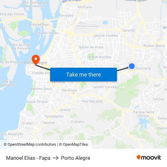 Manoel Elias - Fapa to Porto Alegre map