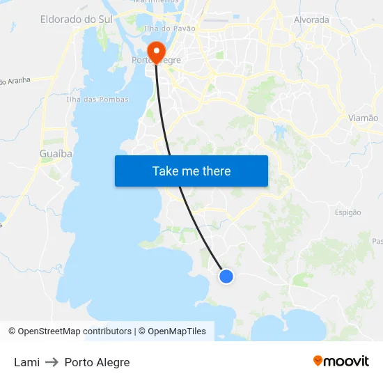 Lami to Porto Alegre map