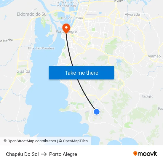Chapéu Do Sol to Porto Alegre map