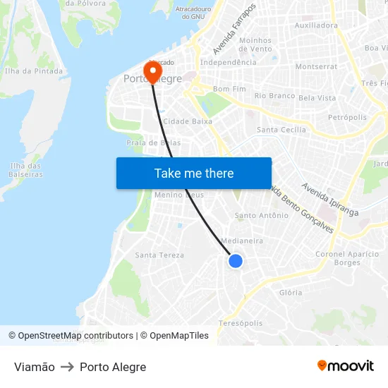 Viamão to Porto Alegre map