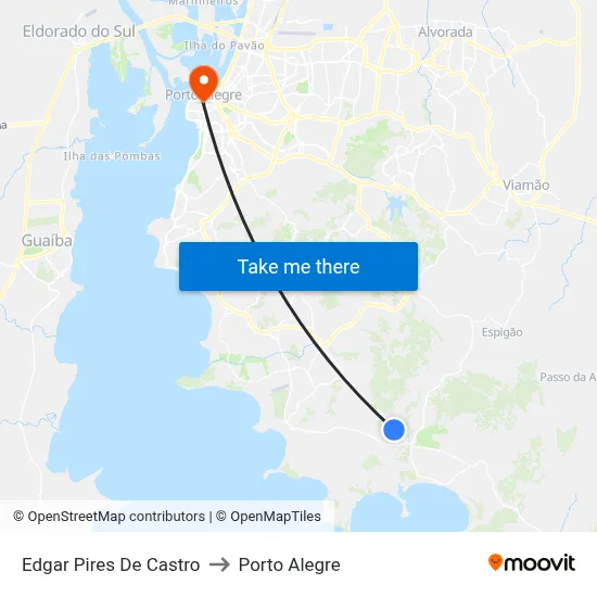 Edgar Pires De Castro to Porto Alegre map