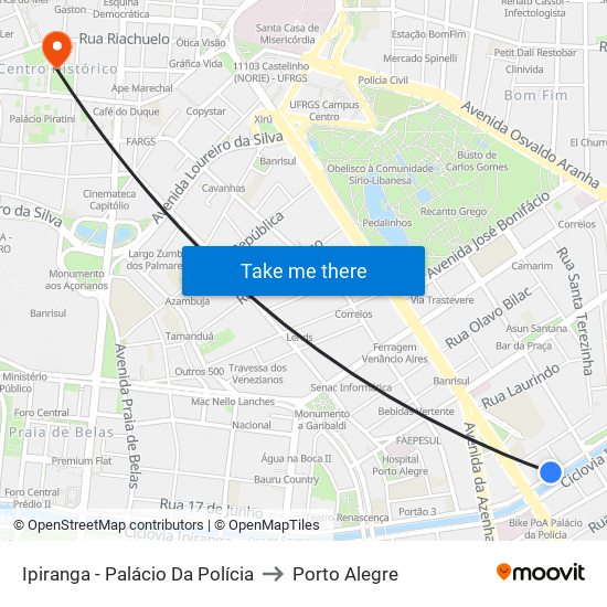 Ipiranga - Palácio Da Polícia to Porto Alegre map