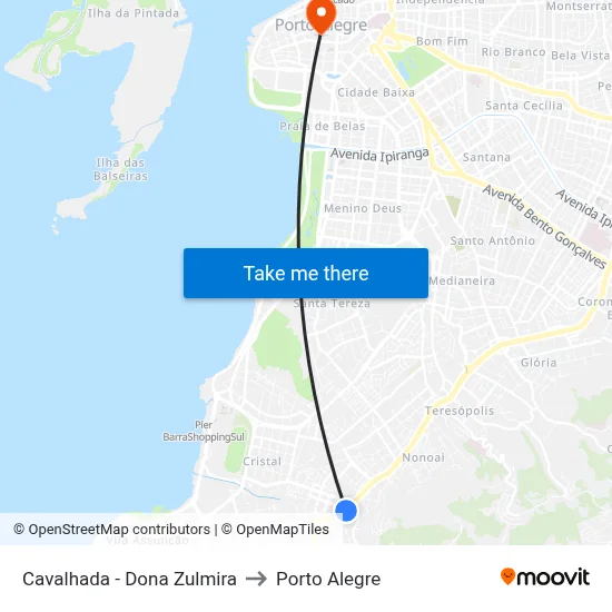Cavalhada - Dona Zulmira to Porto Alegre map