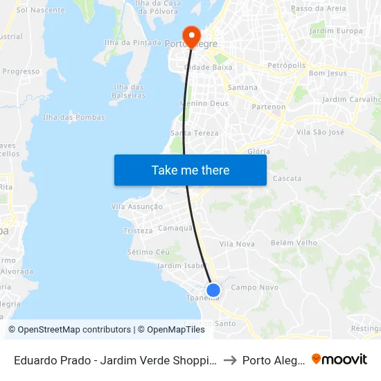 Eduardo Prado - Jardim Verde Shopping to Porto Alegre map