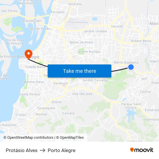 Protásio Alves to Porto Alegre map