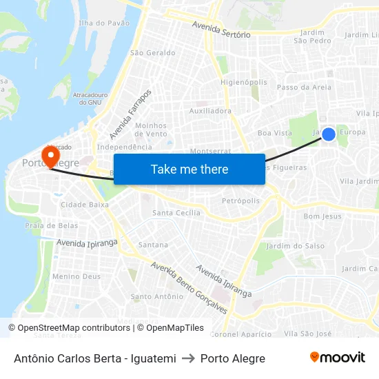 Antônio Carlos Berta - Iguatemi to Porto Alegre map