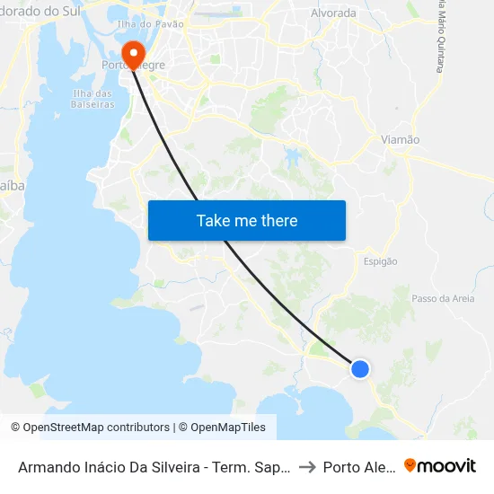 Armando Inácio Da Silveira - Term. Sapolândia to Porto Alegre map