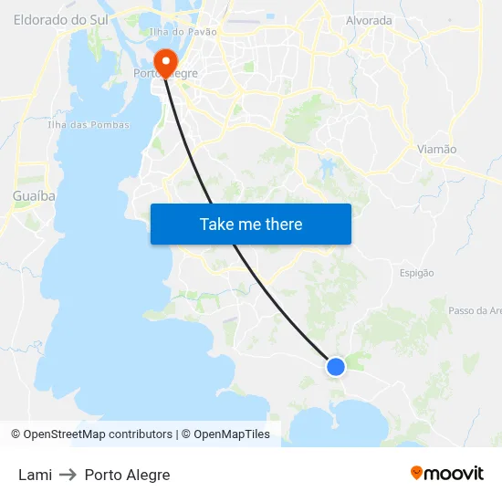 Lami to Porto Alegre map