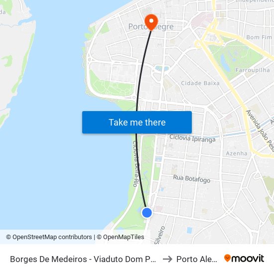 Borges De Medeiros - Viaduto Dom Pedro I to Porto Alegre map