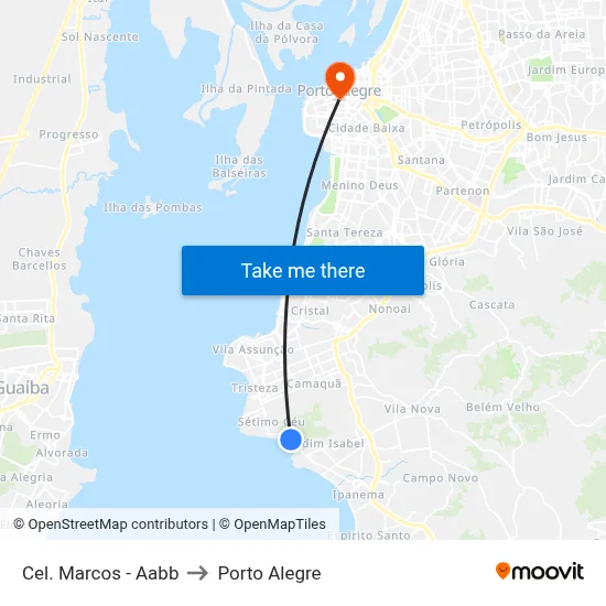 Cel. Marcos - Aabb to Porto Alegre map