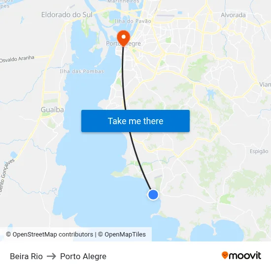 Beira Rio to Porto Alegre map