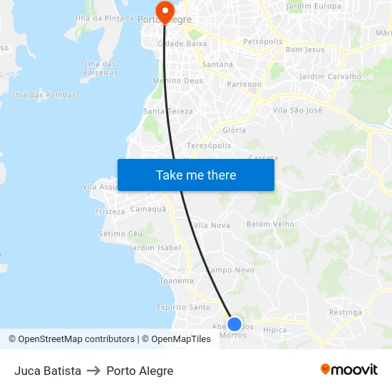 Juca Batista to Porto Alegre map