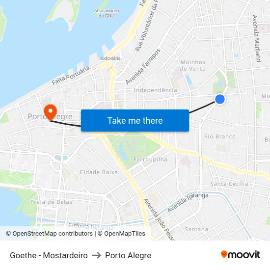 Goethe - Mostardeiro to Porto Alegre map