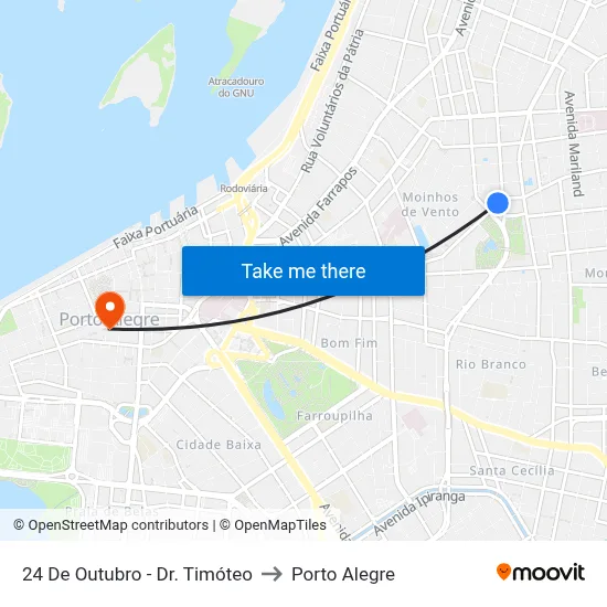 24 De Outubro - Dr. Timóteo to Porto Alegre map