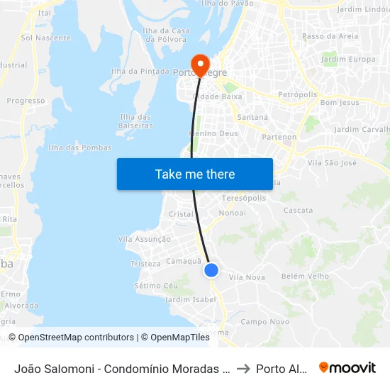 João Salomoni - Condomínio Moradas Do Lago to Porto Alegre map