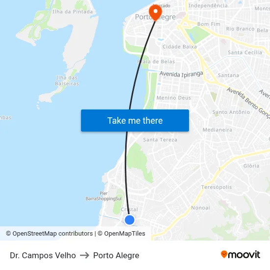 Dr. Campos Velho to Porto Alegre map