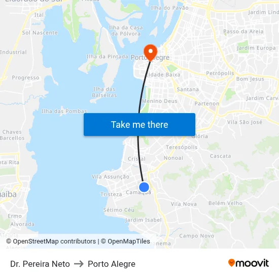 Dr. Pereira Neto to Porto Alegre map