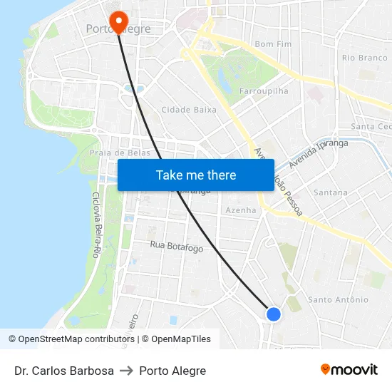 Dr. Carlos Barbosa to Porto Alegre map