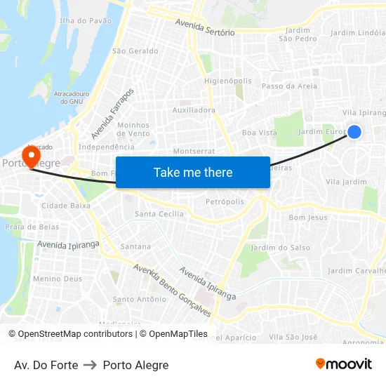 Av. Do Forte to Porto Alegre map