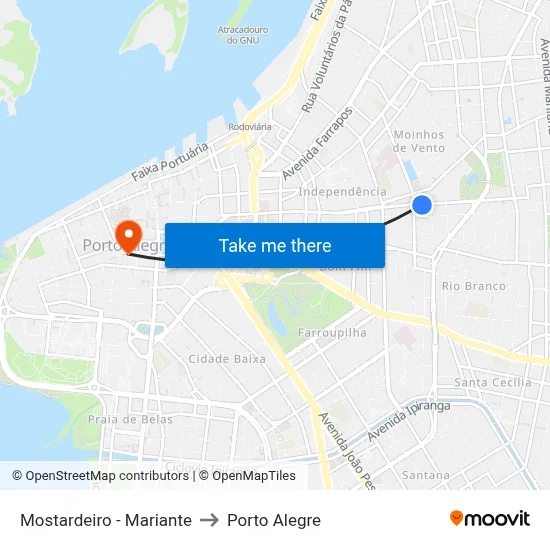 Mostardeiro - Mariante to Porto Alegre map