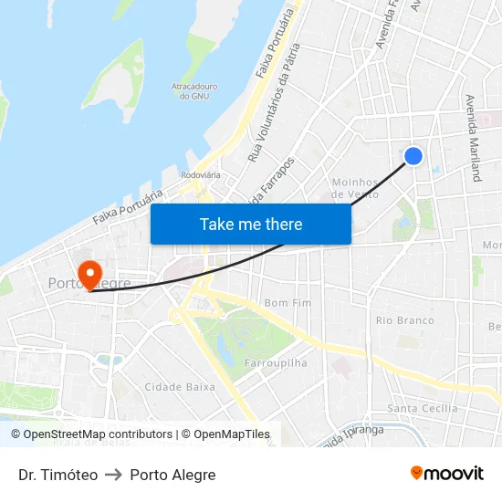 Dr. Timóteo to Porto Alegre map