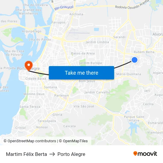 Martim Félix Berta to Porto Alegre map