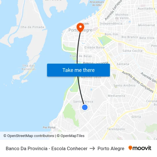 Banco Da Província - Escola Conhecer to Porto Alegre map