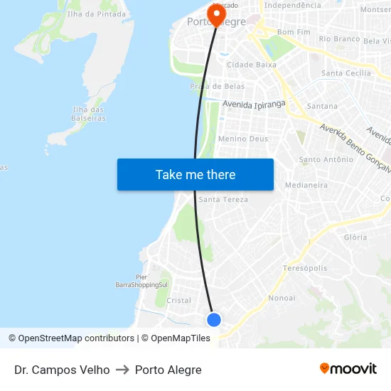 Dr. Campos Velho to Porto Alegre map