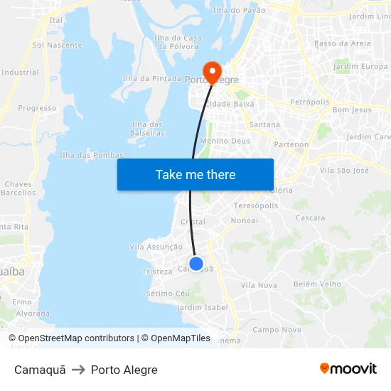 Camaquã to Porto Alegre map