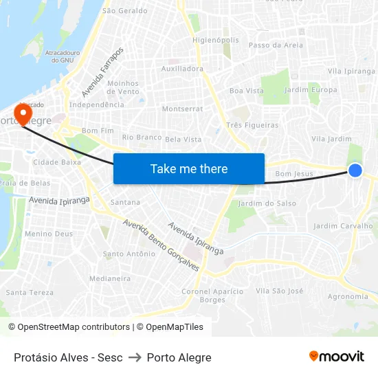 Protásio Alves - Sesc to Porto Alegre map