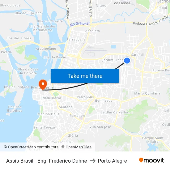 Assis Brasil - Eng. Frederico Dahne to Porto Alegre map