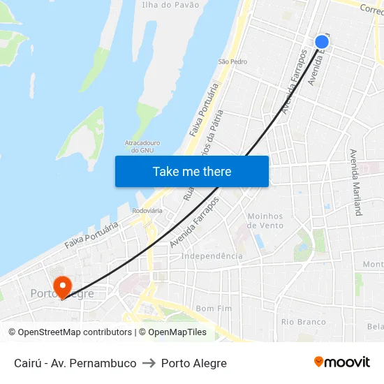 Cairú - Av. Pernambuco to Porto Alegre map