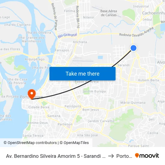 Av. Bernardino Silveira Amorim 5 - Sarandi Porto Alegre - Rs 91751-831 Brasil to Porto Alegre map