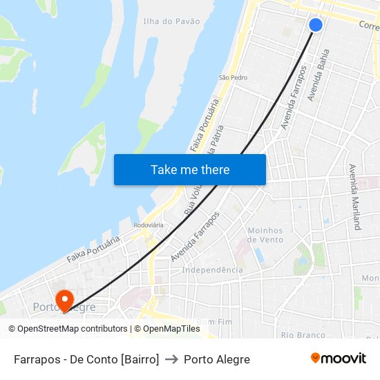 Farrapos - De Conto [Bairro] to Porto Alegre map