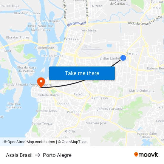 Assis Brasil to Porto Alegre map