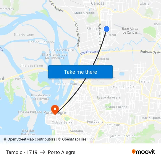 Tamoio - 1719 to Porto Alegre map