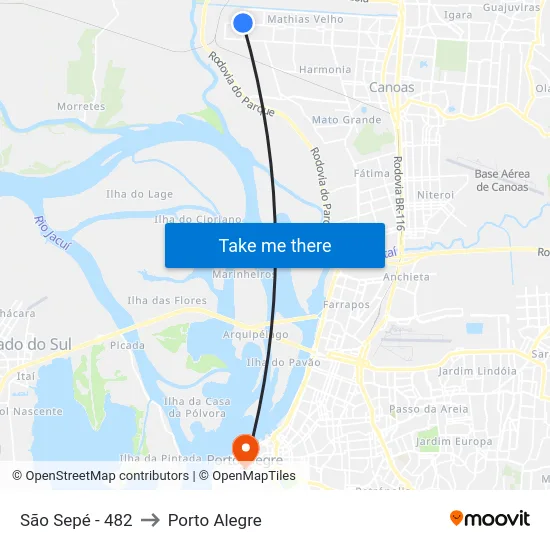 São Sepé - 482 to Porto Alegre map