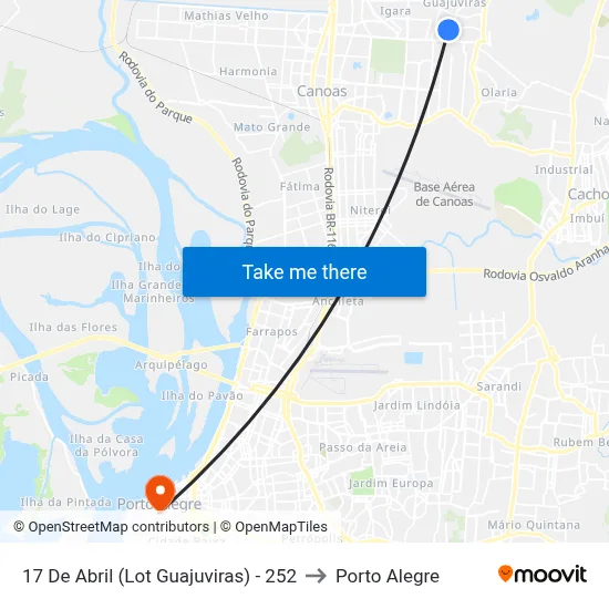 17 De Abril (Lot Guajuviras) - 252 to Porto Alegre map