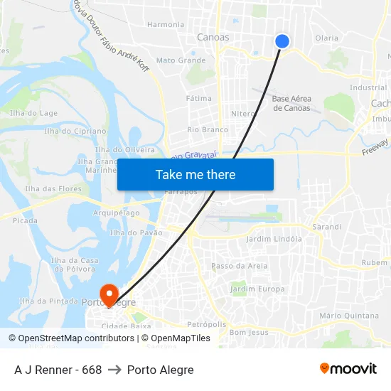 A J Renner - 668 to Porto Alegre map