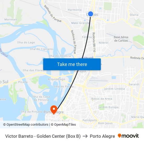 Victor Barreto - Golden Center (Box B) to Porto Alegre map