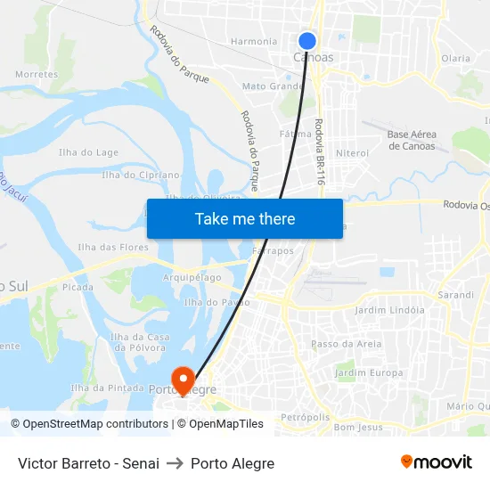 Victor Barreto - Senai to Porto Alegre map