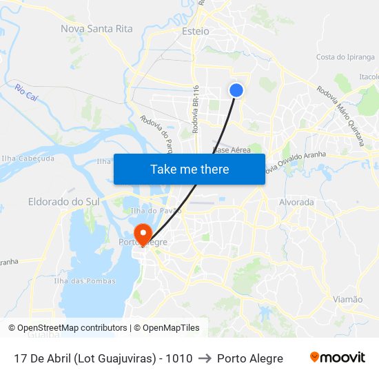 17 De Abril (Lot Guajuviras) - 1010 to Porto Alegre map